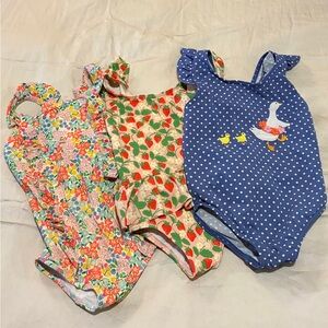 Mini Boden Kids Swim One Piece Set - Floral, Strawberry, and Polka Dot Designs